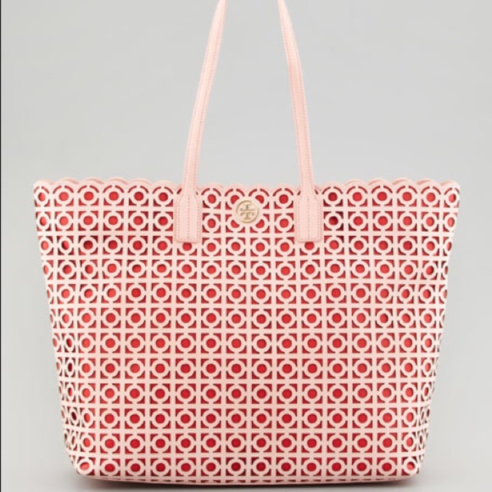 Tory Burch Kelsey laser cut tote in poppy